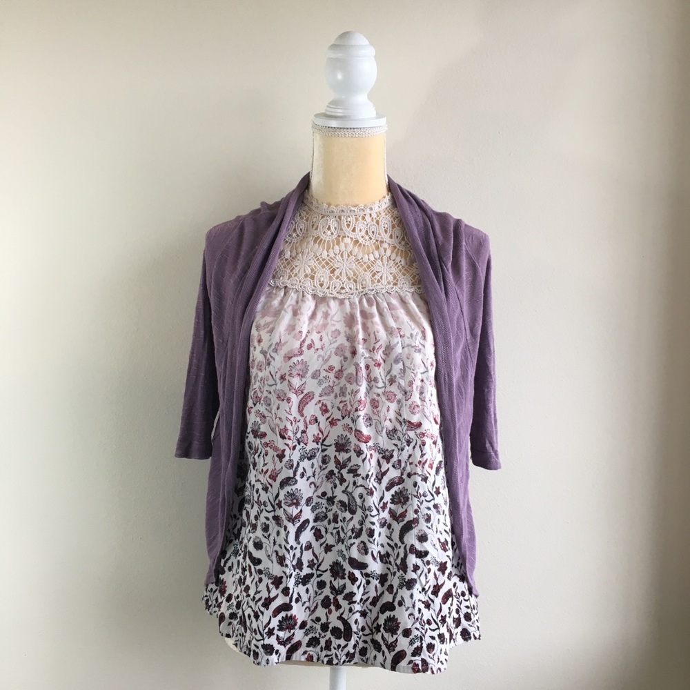 🦋BUNDLE OUTFIT🦋NWOT Ombré Lace Blouse + Cardigan